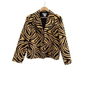 Allyson Cara Zebra Print Blazer Jacket Womens 18 Y2K 80s Vintage Party Preppy